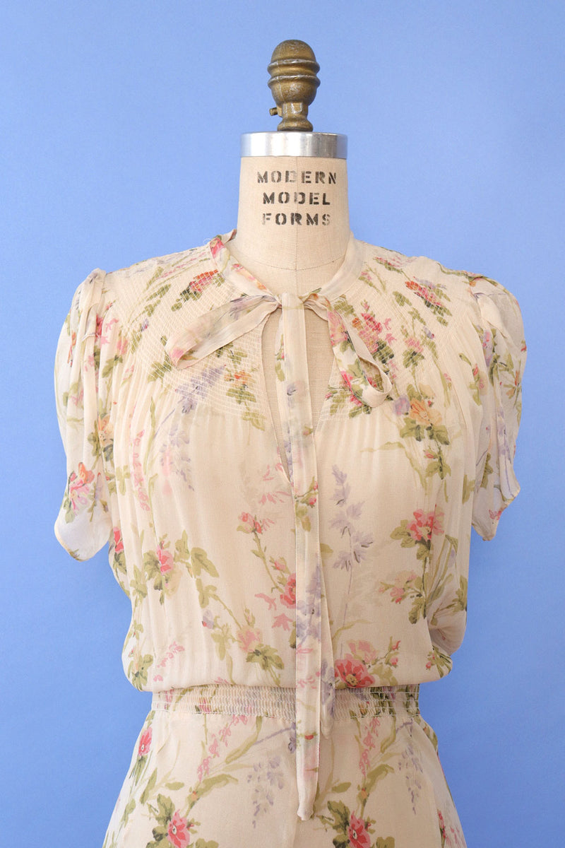 Ralph Lauren Sheer Floral Bias Cut Dress L