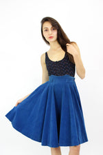 Teal Corduroy Circle Skirt XS