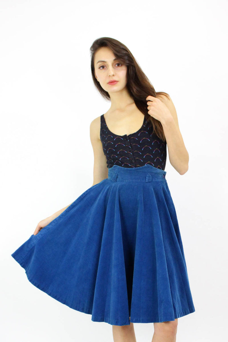 Teal Corduroy Circle Skirt XS