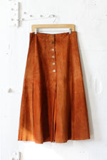 Long Rust Suede Skirt M/L
