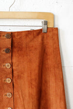 Long Rust Suede Skirt M/L