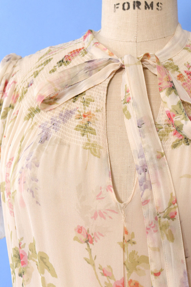 Ralph Lauren Sheer Floral Bias Cut Dress L OMNIA Ralph Lauren Sheer Floral Bias Cut Dress L OMNIA