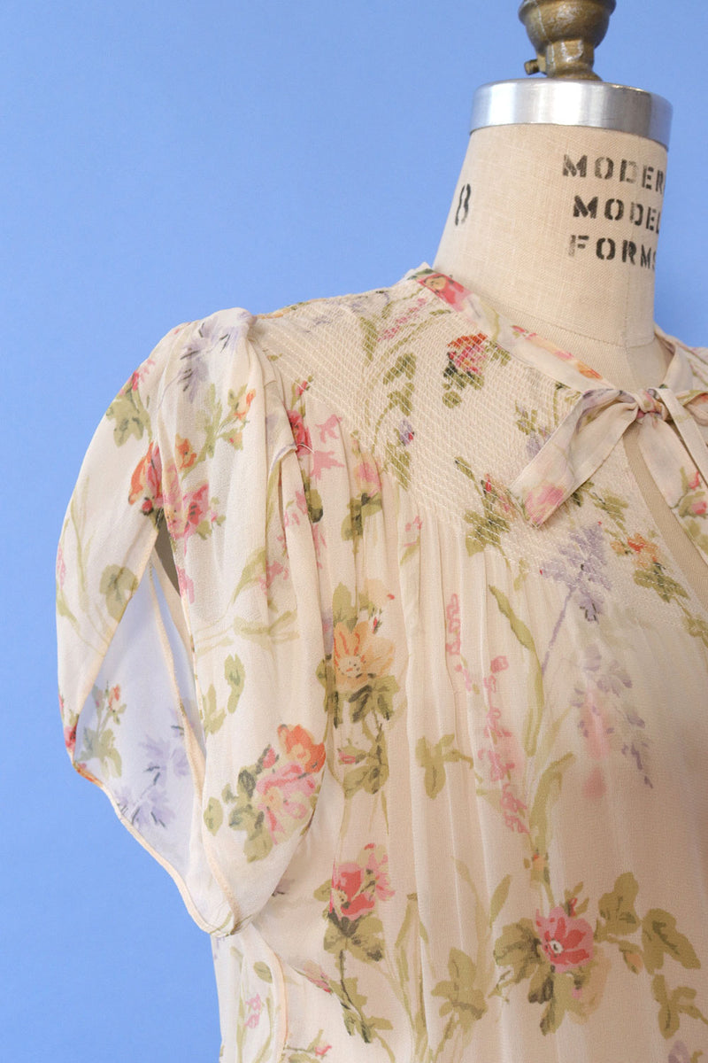 Ralph Lauren Sheer Floral Bias Cut Dress L