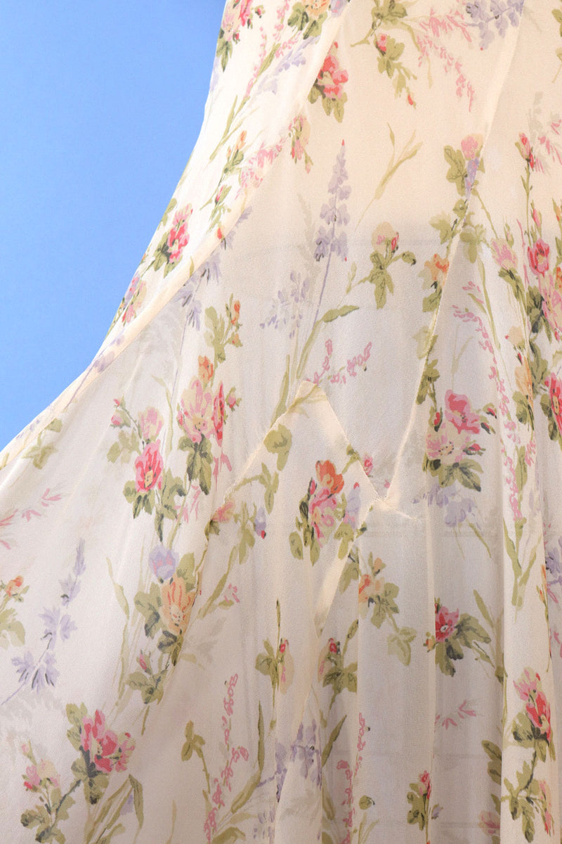 Ralph Lauren Sheer Floral Bias Cut Dress L OMNIA Ralph Lauren Sheer Floral Bias Cut Dress L OMNIA