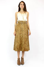 Paisley Leather Midi Skirt S/M