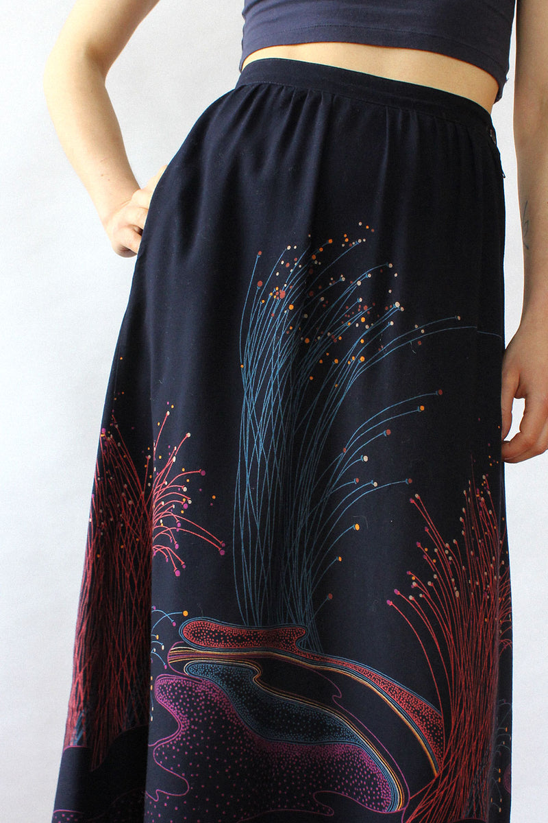 Fiber Optic Print 70s Skirt XS