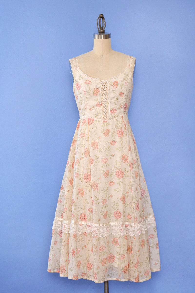 Gunne Sax Rose Bush Lace-up Dress XS/S