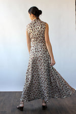 Bronze Brocade Bubble Maxi Dress M