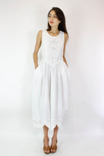 Cotton Lace Bow Back Dress M/L