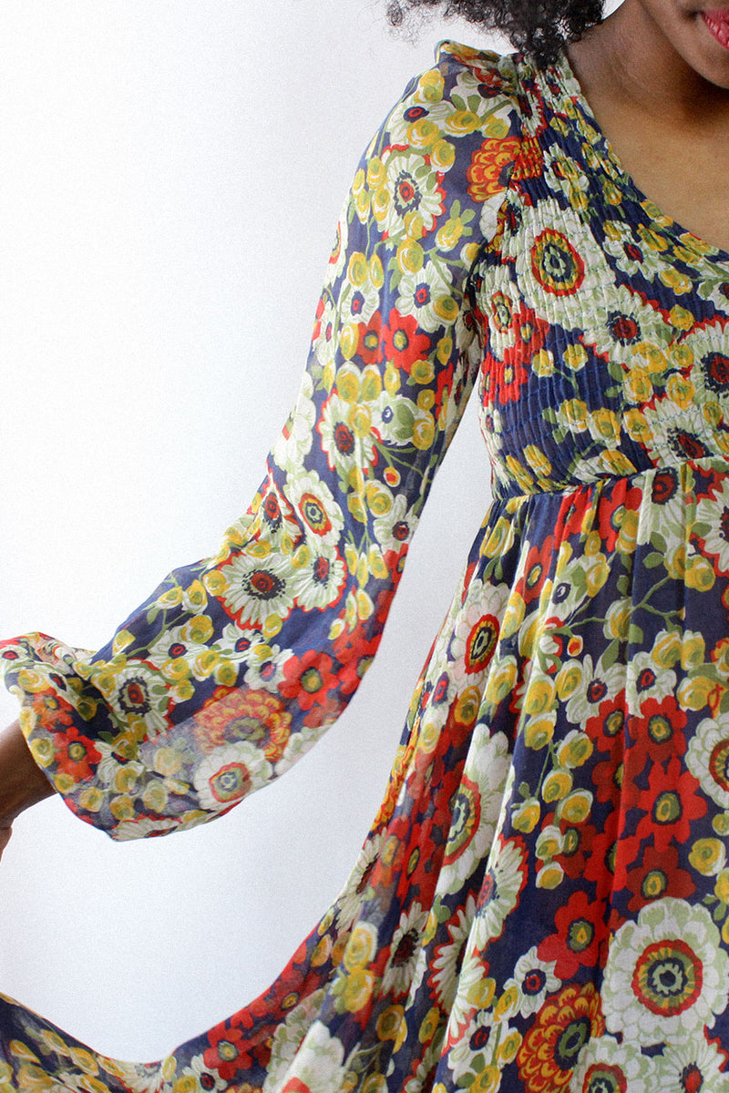 Smocked Floral Maxi Dress S/M
