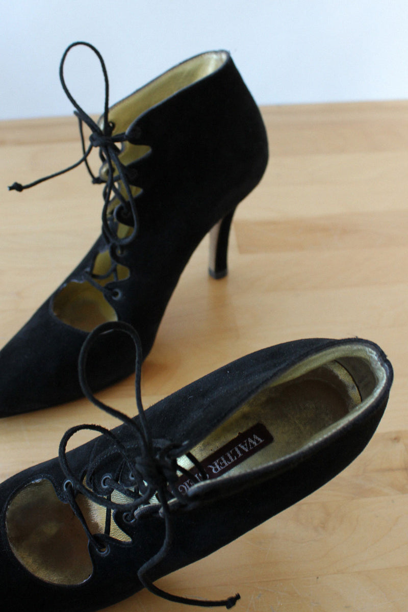 Walter Steiger Lace-up Open Booties 6.5