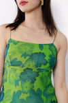 Y2K Green Silk Bias Cut Dress L