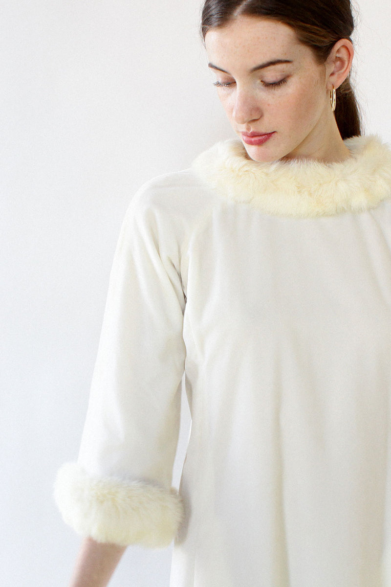 white fur dress Faux Fur-Trim Turtleneck Mini in - 4 its cut to a figure Lovers and Friends Britt Faux