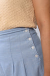 Chambray Pleat 1940s Shorts L