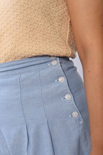 Chambray Pleat 1940s Shorts L