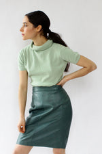 Forest Green Leather Skirt S