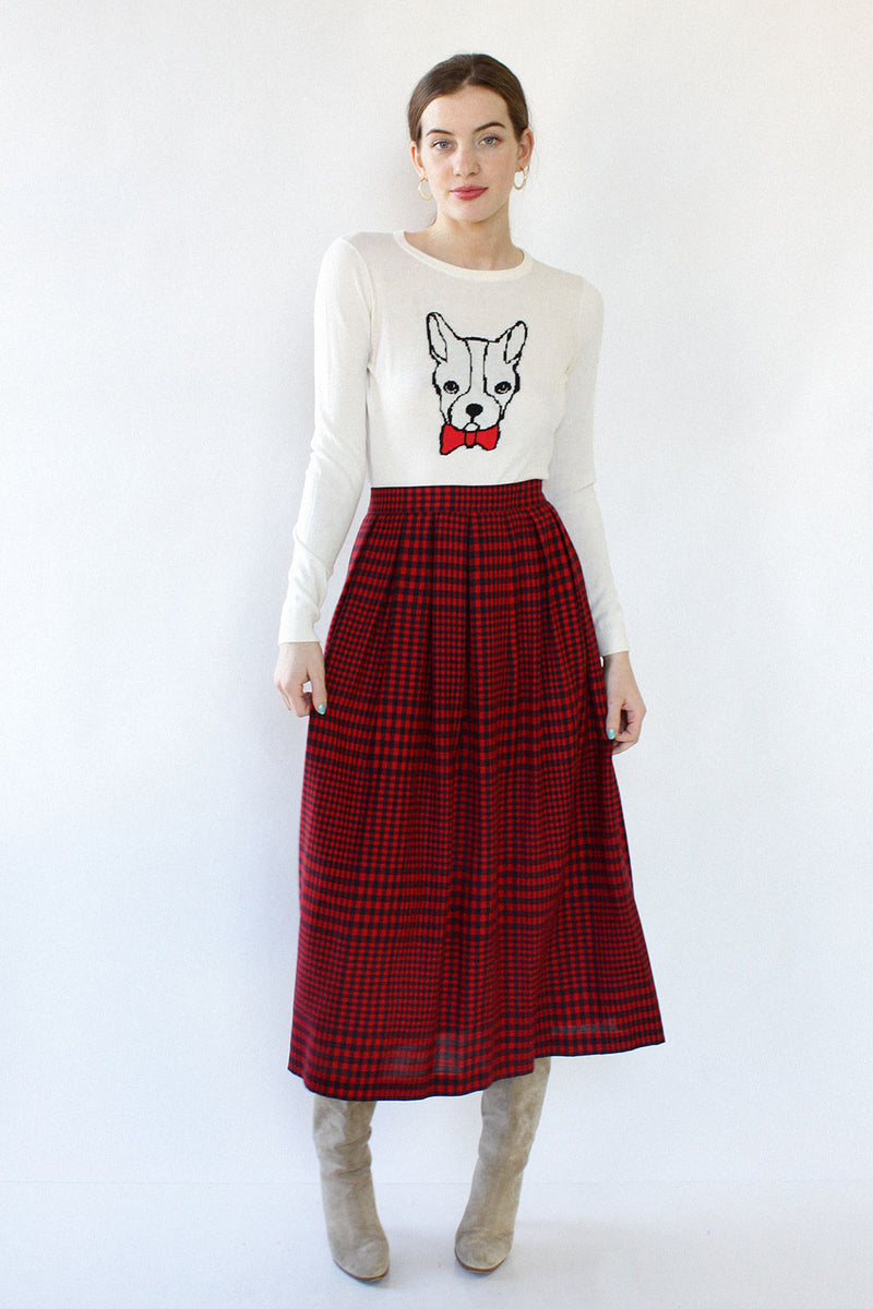 Crimson Navy Pleated Skirt M/L