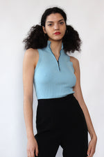 Zip Ribbed Knit Top XS-M
