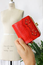 Studded Ruby Red Leather Wallet