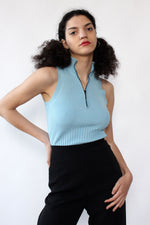 Zip Ribbed Knit Top XS-M