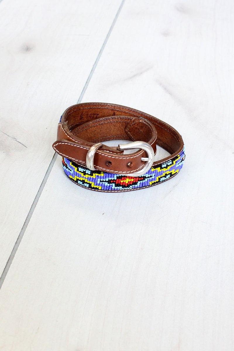 Beaded Leather Belt