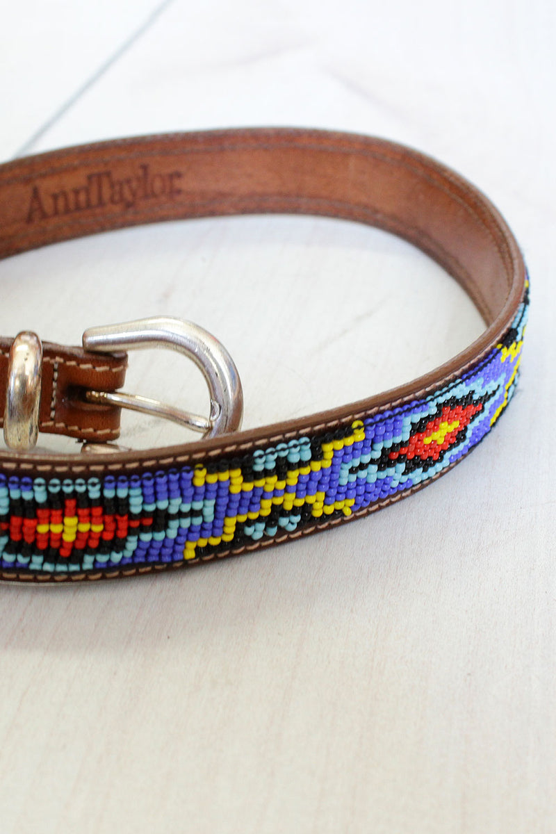 Beaded Leather Belt