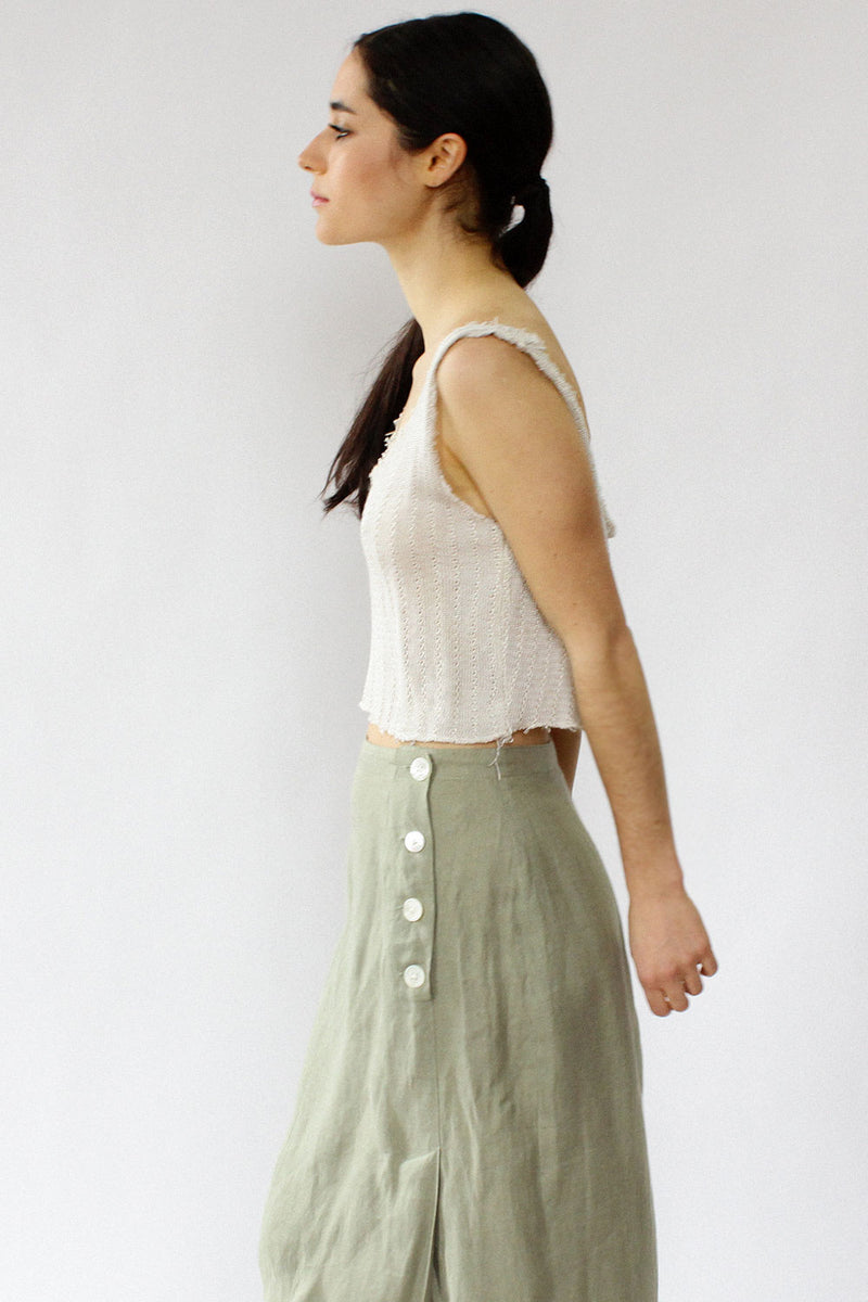 Sage Linen Skirt S