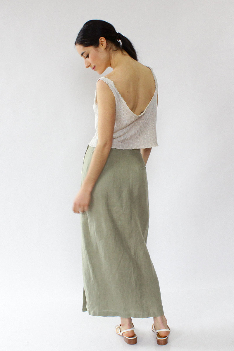 Sage Linen Skirt S