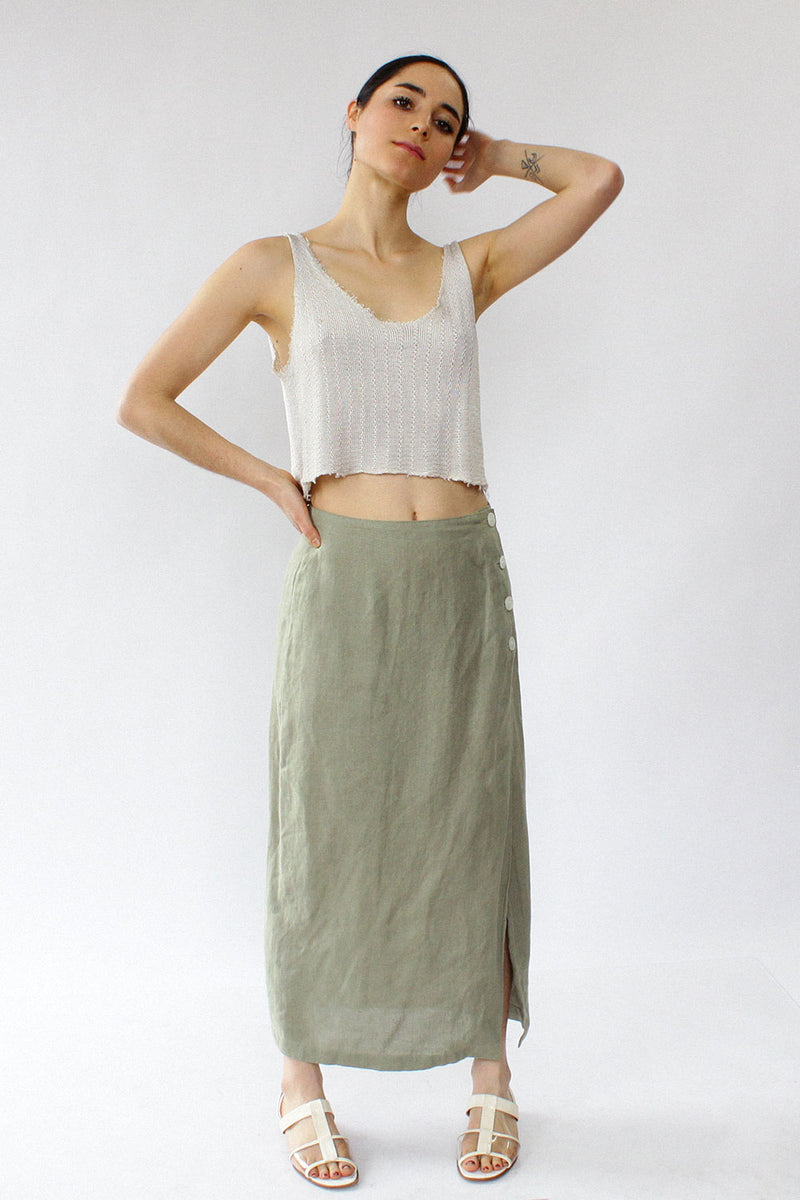 Sage Linen Skirt S