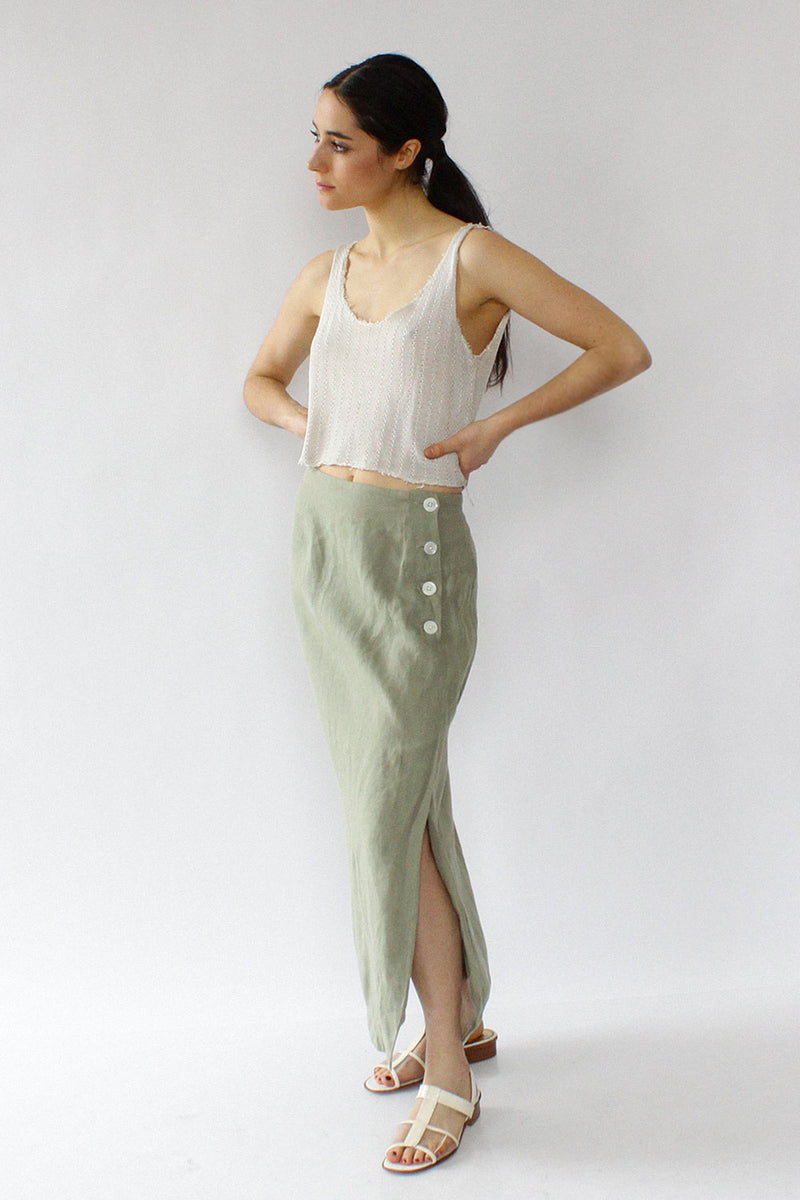 Sage Linen Skirt S