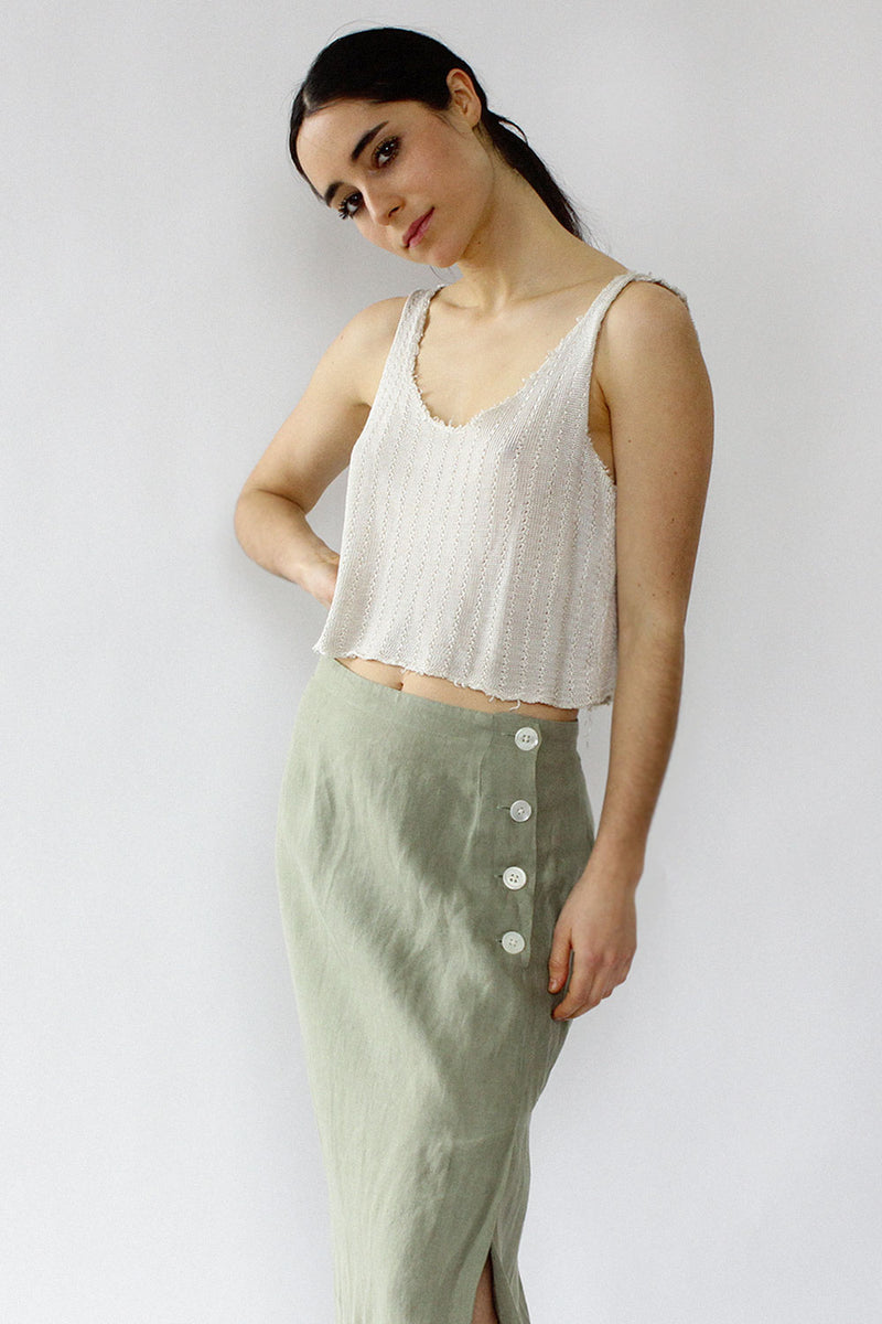Sage Linen Skirt S