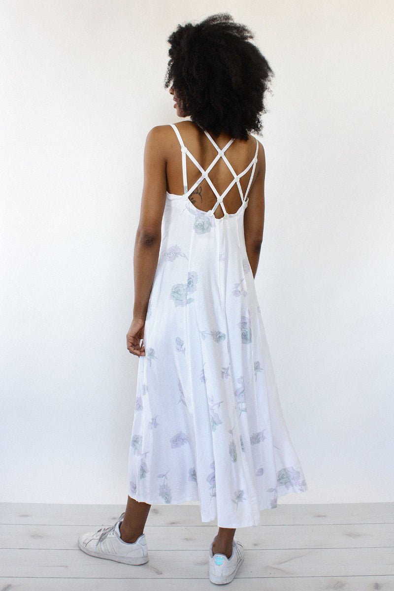 Lavender Roses Maxi Dress M