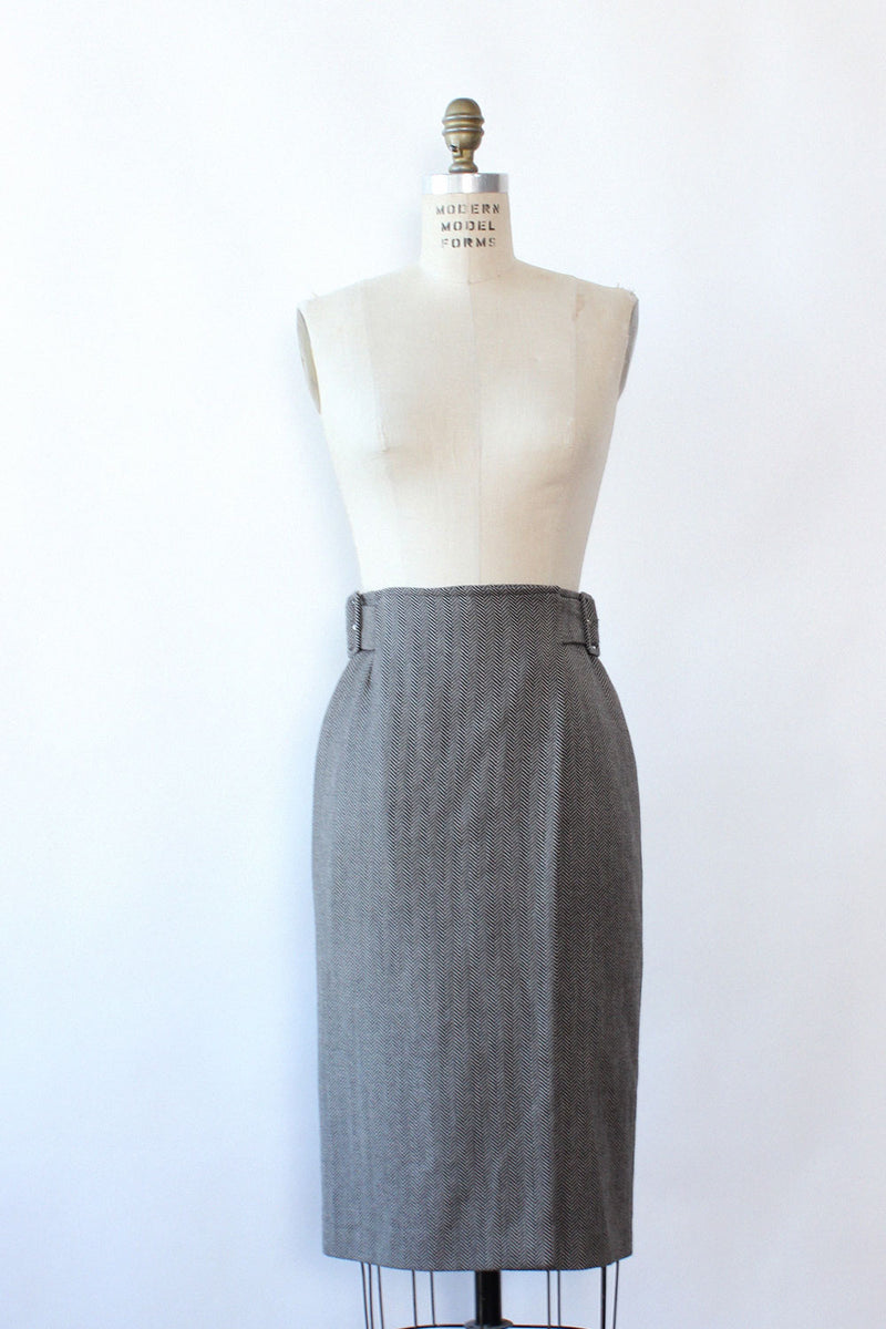 Herringbone Wrap Buckle Skirt S/M