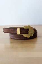 Etched Brass Suede Belt S-L