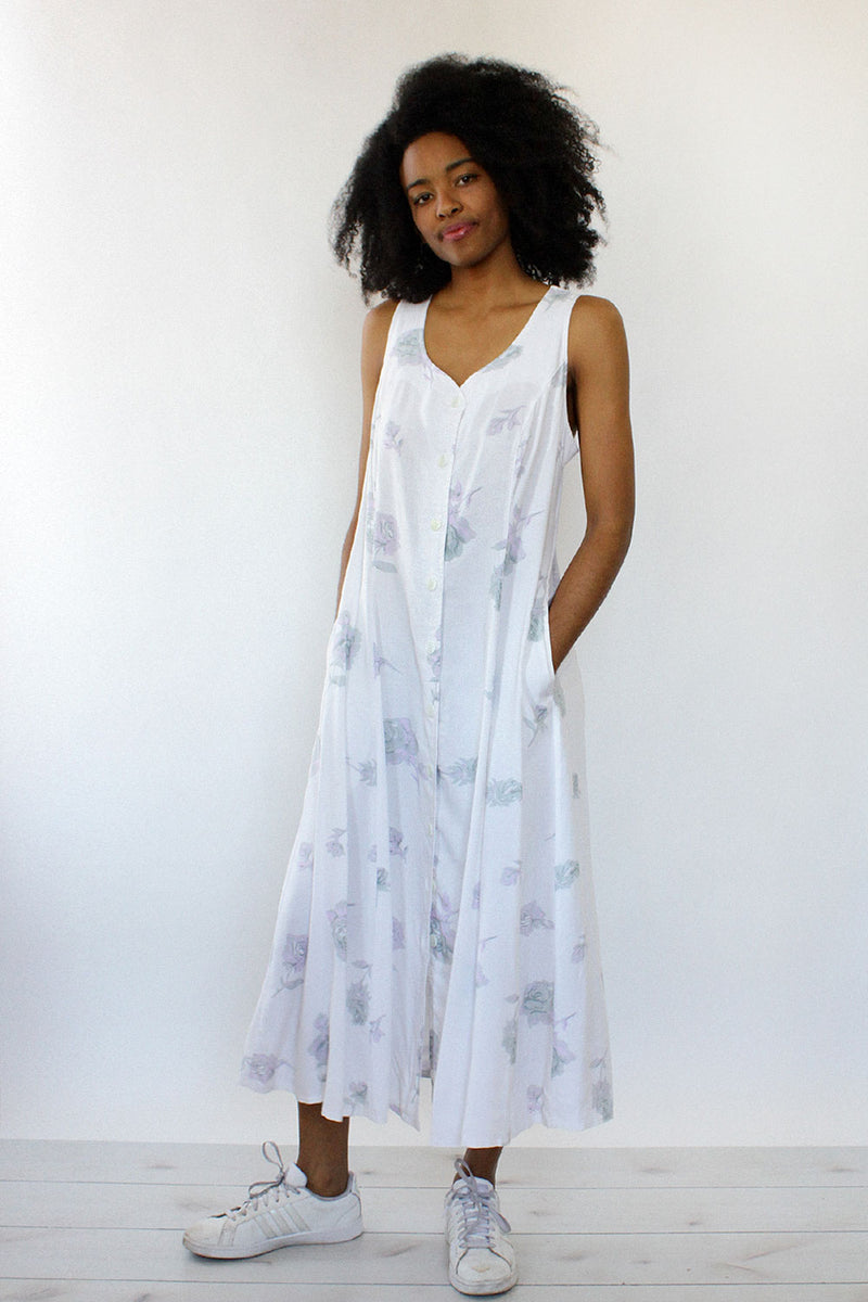 Lavender Roses Maxi Dress M