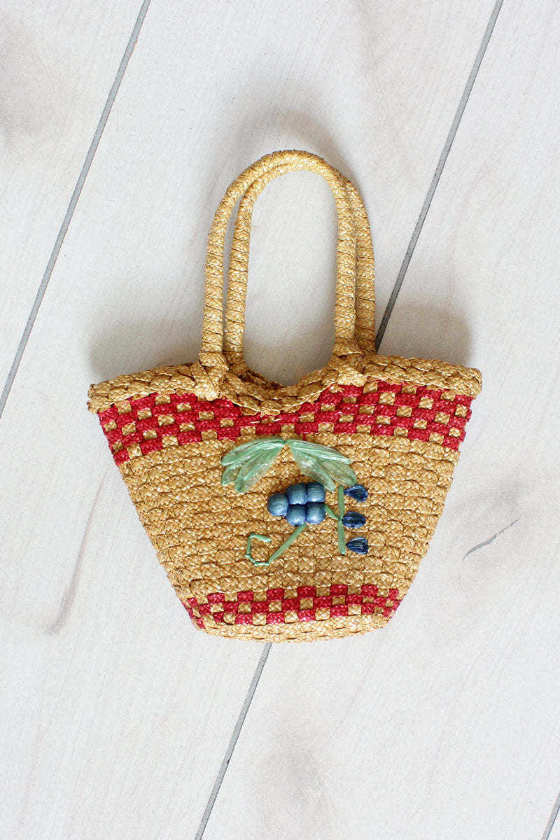Straw Blueberry Tote
