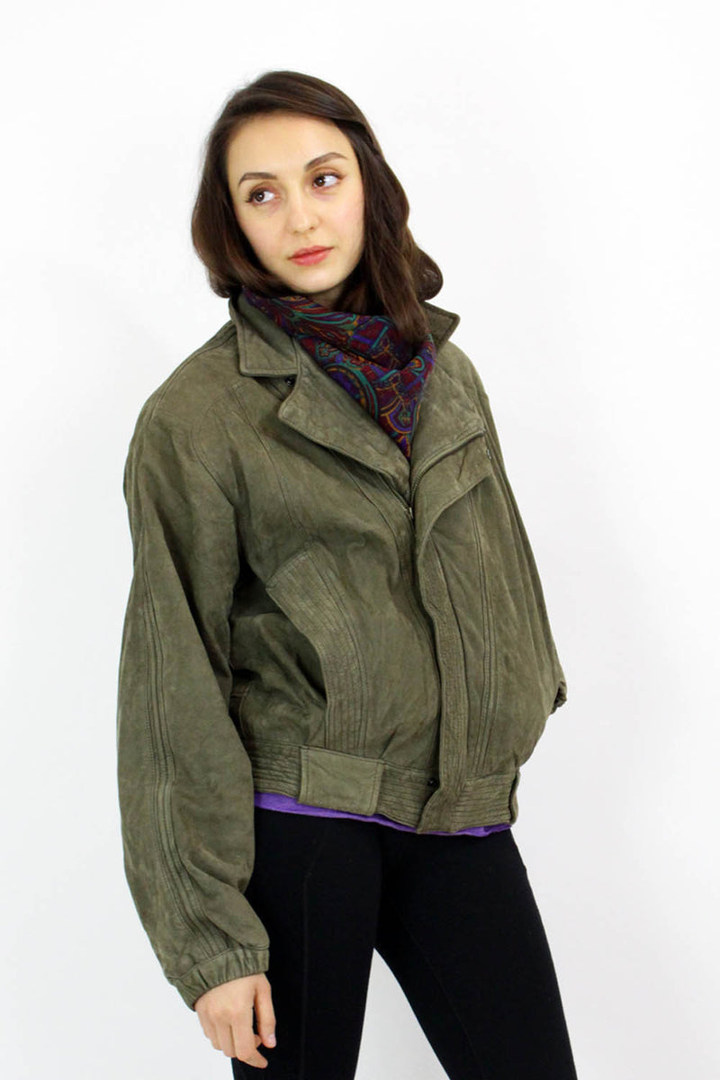 olive green moto jacket