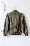 B. Altman Olive Leather Bomber Jacket S/M