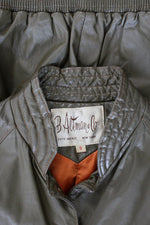 B. Altman Olive Leather Bomber Jacket S/M