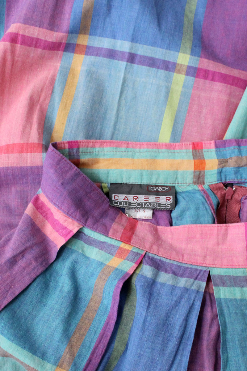 Soft Pastel Plaid Skirt XS