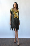 Golden Butterfly Sequin Silk Dress XS/S