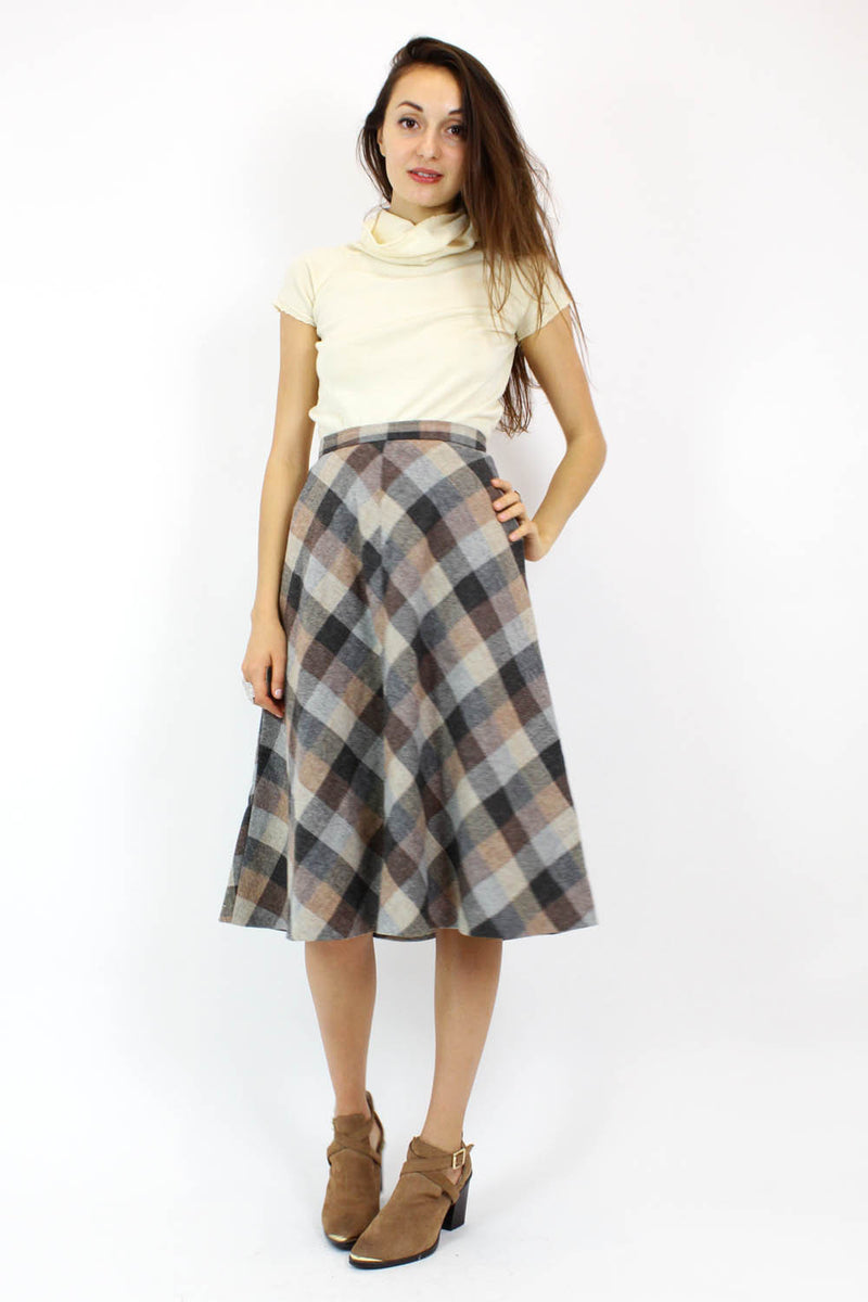 Toasty Plaid A-line Skirt S