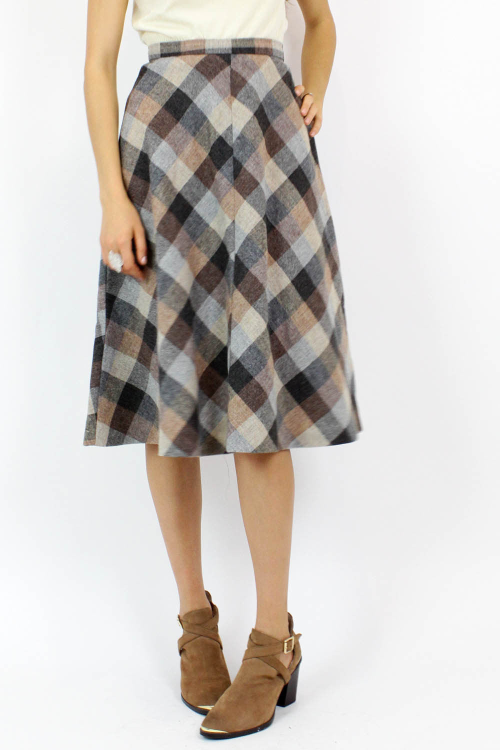 Toasty Plaid A-line Skirt S