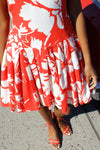 Red Linen Open Back Dress S