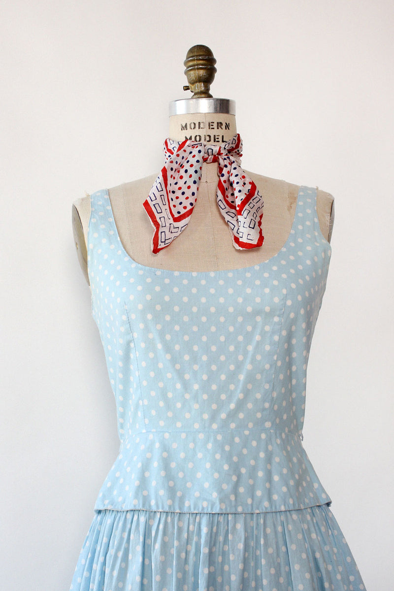 Lanz Sky Blue Dot Dress S/M