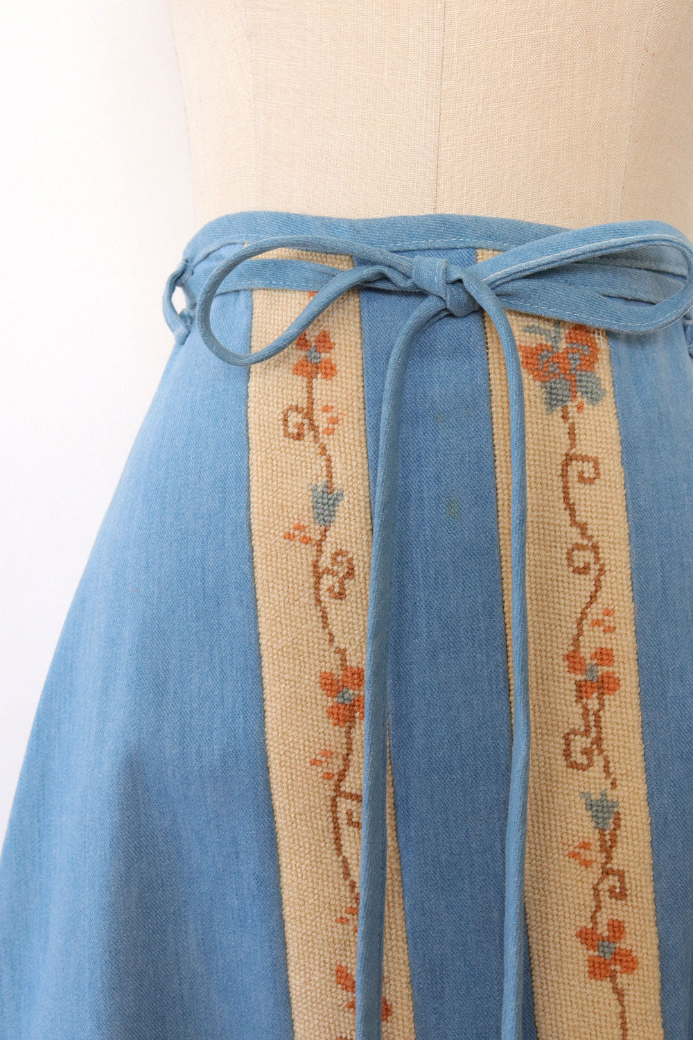Vermont Needlepoint Denim Wrap Skirt XS-M