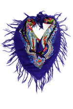 cobalt fringe babushka shawl