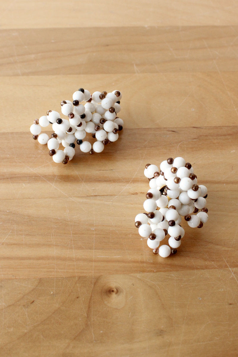 Beaded Snowball Clip-Ons