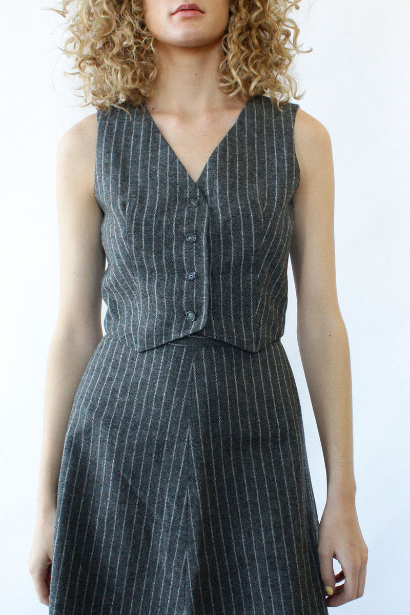 Pinstripe 3pc Skirt Suit XS