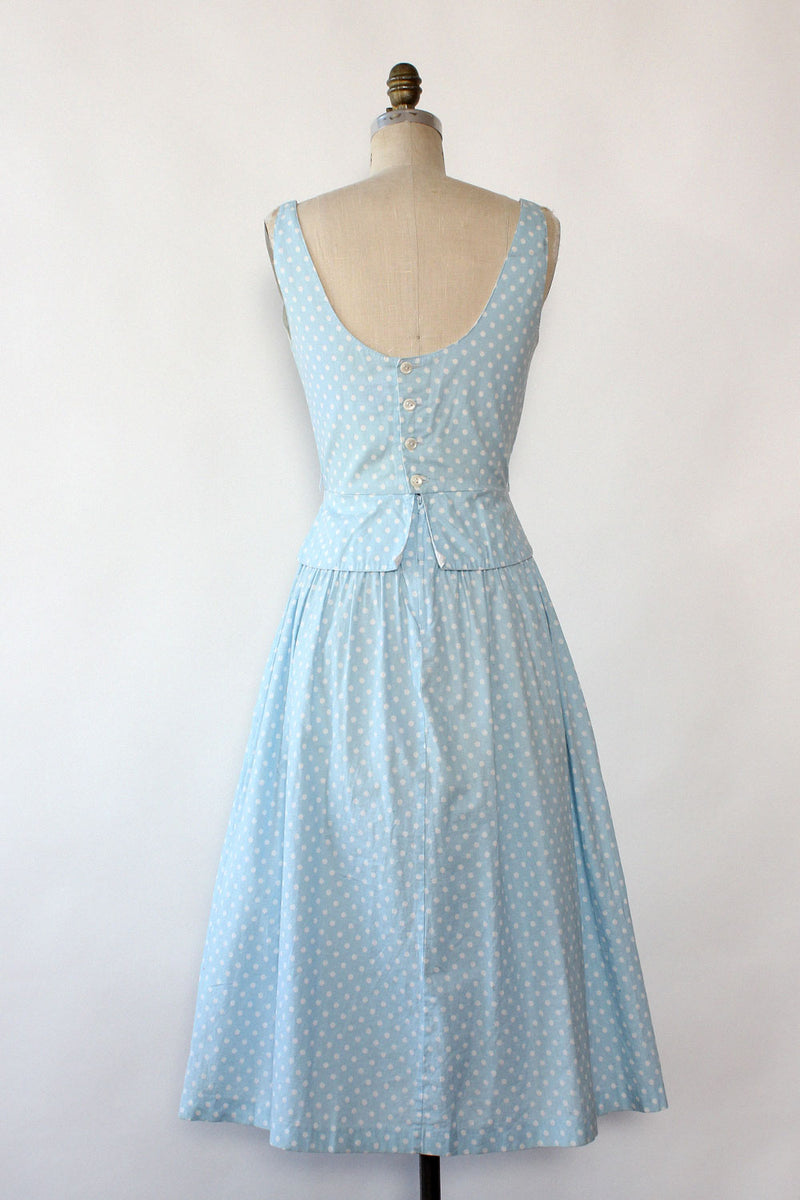Lanz Sky Blue Dot Dress S/M